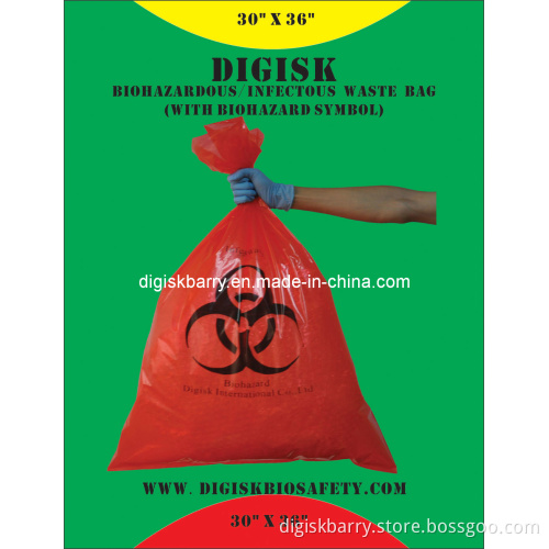 30" X 36" Biohazard Bag for Biohazardous/Infectious Waste in Hospital/Clinical/Laboratory